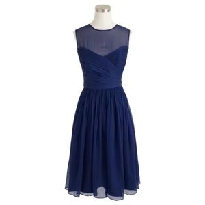 NWT j crew Clara dark cove silk bridesmaid dress